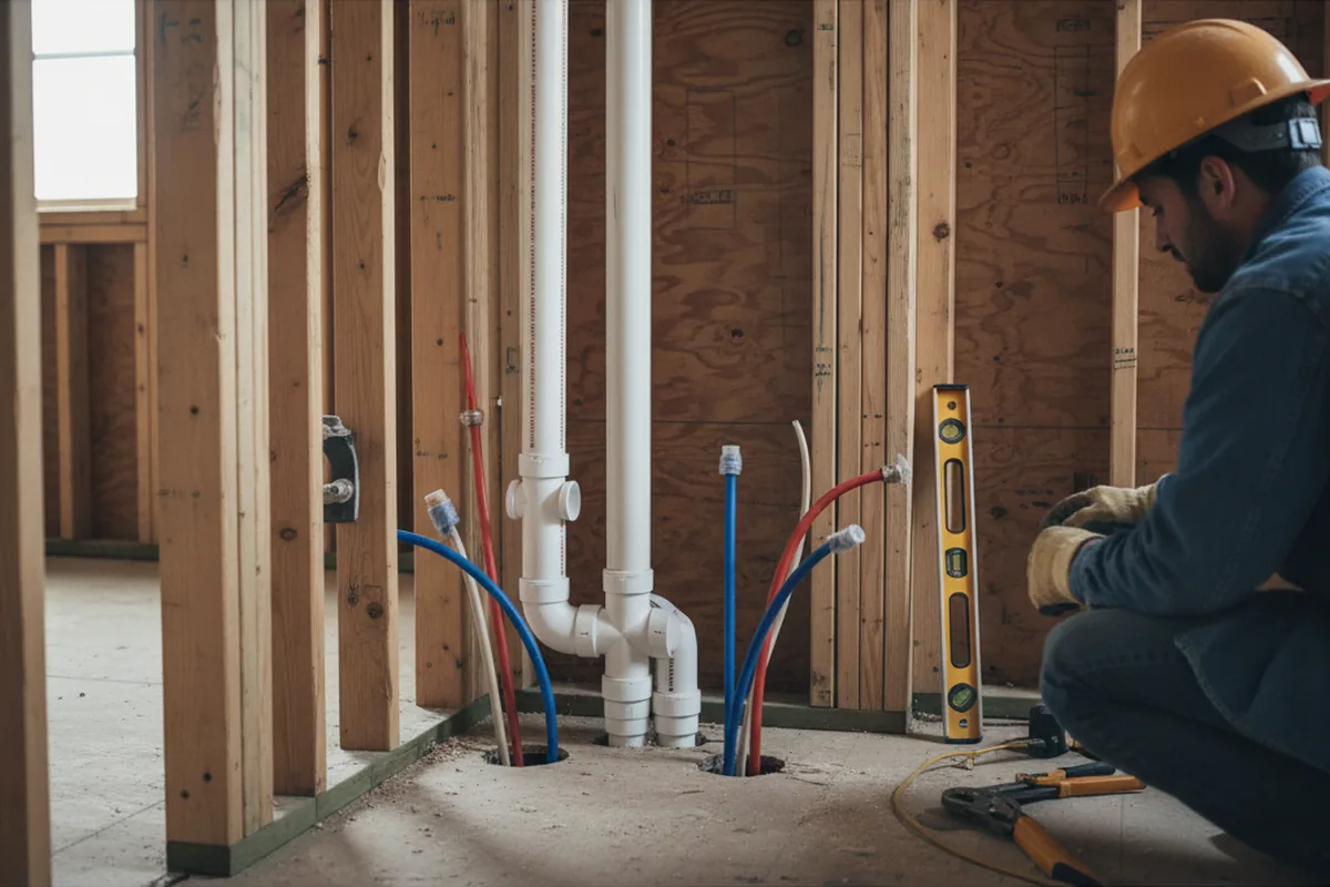 Drain and supply rough-in during Garbage Disposal Repair in Princeville